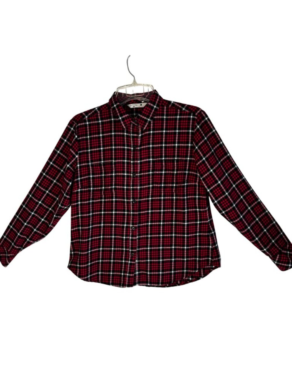 Riders By Lee Women's Red & Black Plaid 100% Cotton Flannel Button-Up Shirt SZ L - Picture 2 of 11